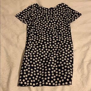 j. crew polka dot navy dress